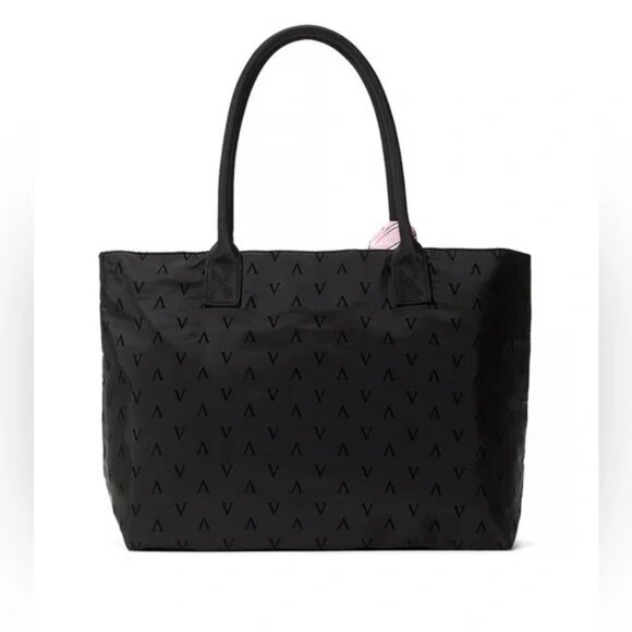 New NWT Victoria's Secret Black VS Tote Zip & Pink Scarf - Picture 2 of 8